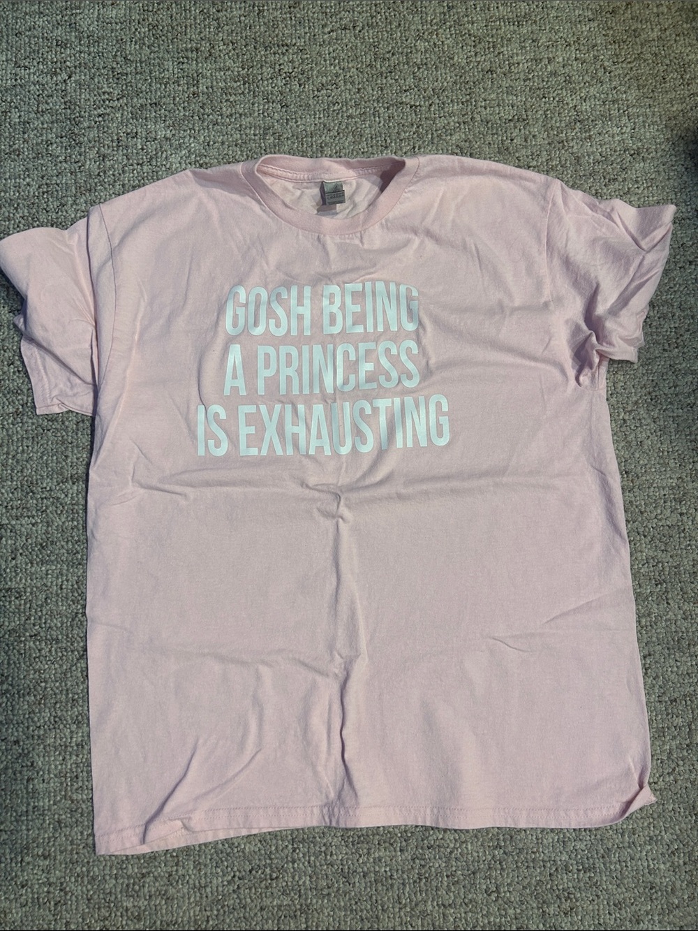 Gildan Light Pink Tee with White Chest Print